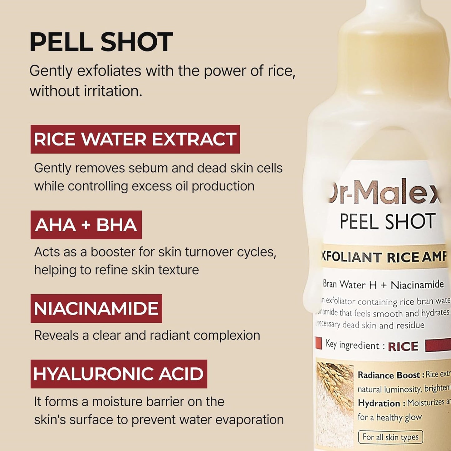 Dr-MalexIn Peel Shot Glow Rice Ampoule White+Toner Set