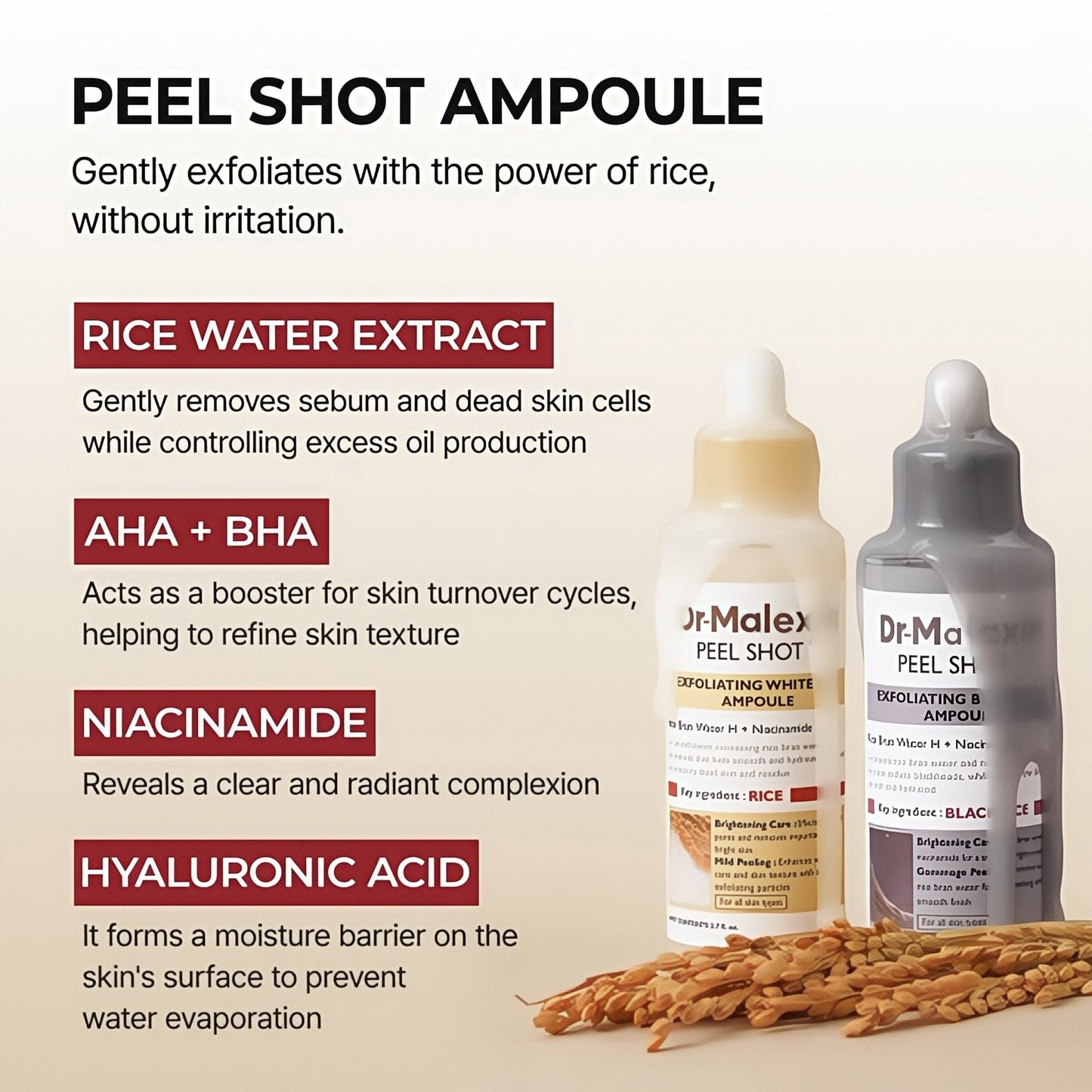 Dr-MalexIn Peel Shot Glow Rice Ampoule White+Black Set