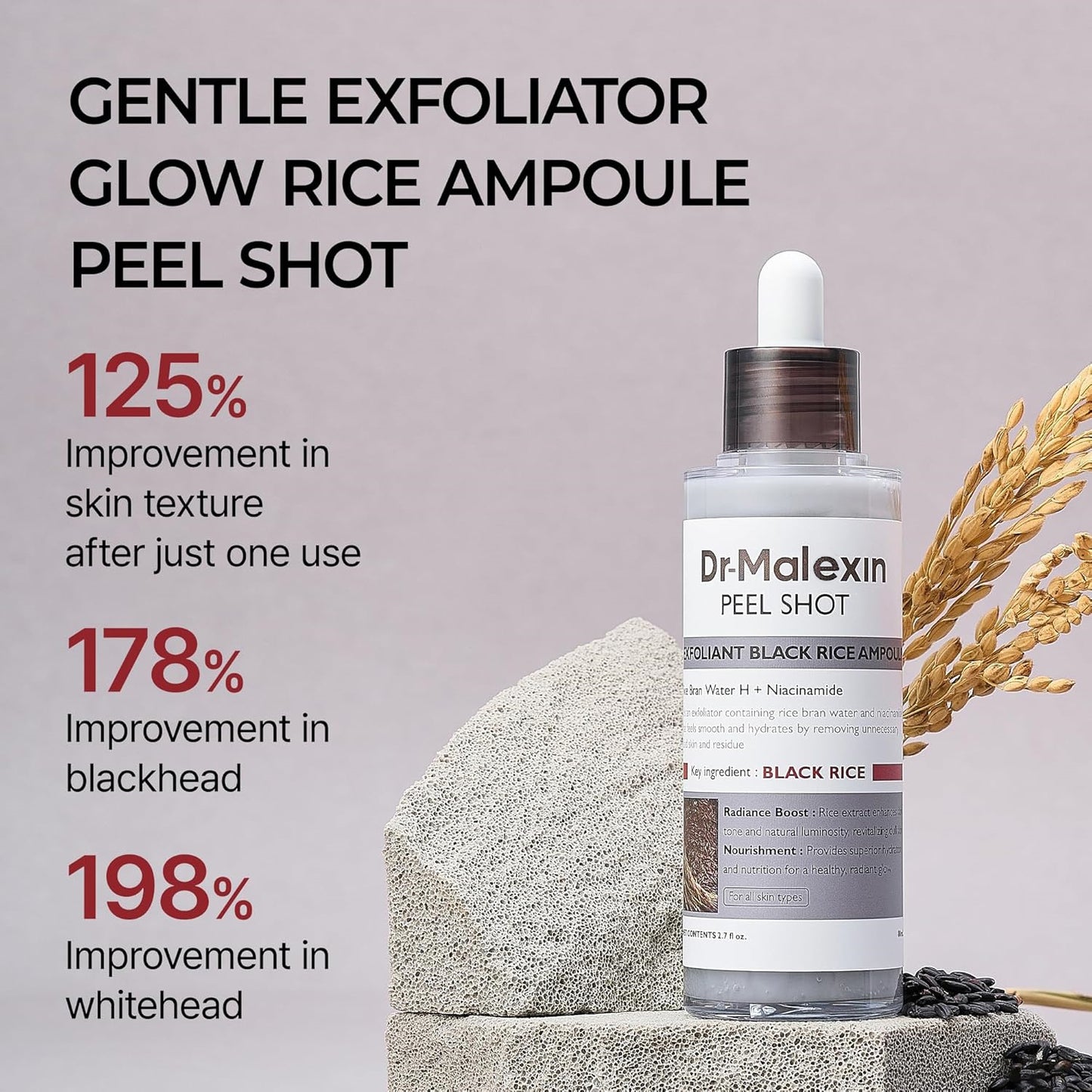 Dr-MalexIn Peel Shot Glow Rice Ampoule Black+Toner Set