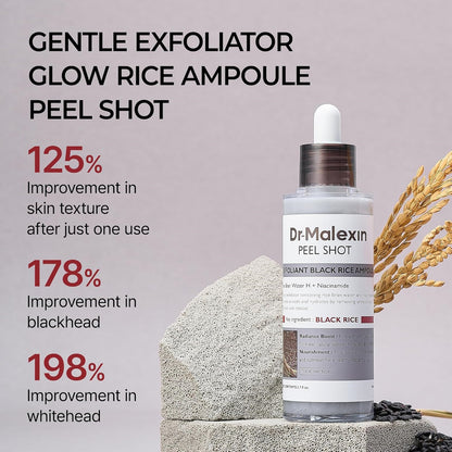 Dr-MalexIn Peel Shot Glow Rice Ampoule Black+Toner Set