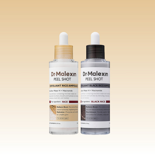 Dr-MalexIn Peel Shot Glow Rice Ampoule White+Black Set