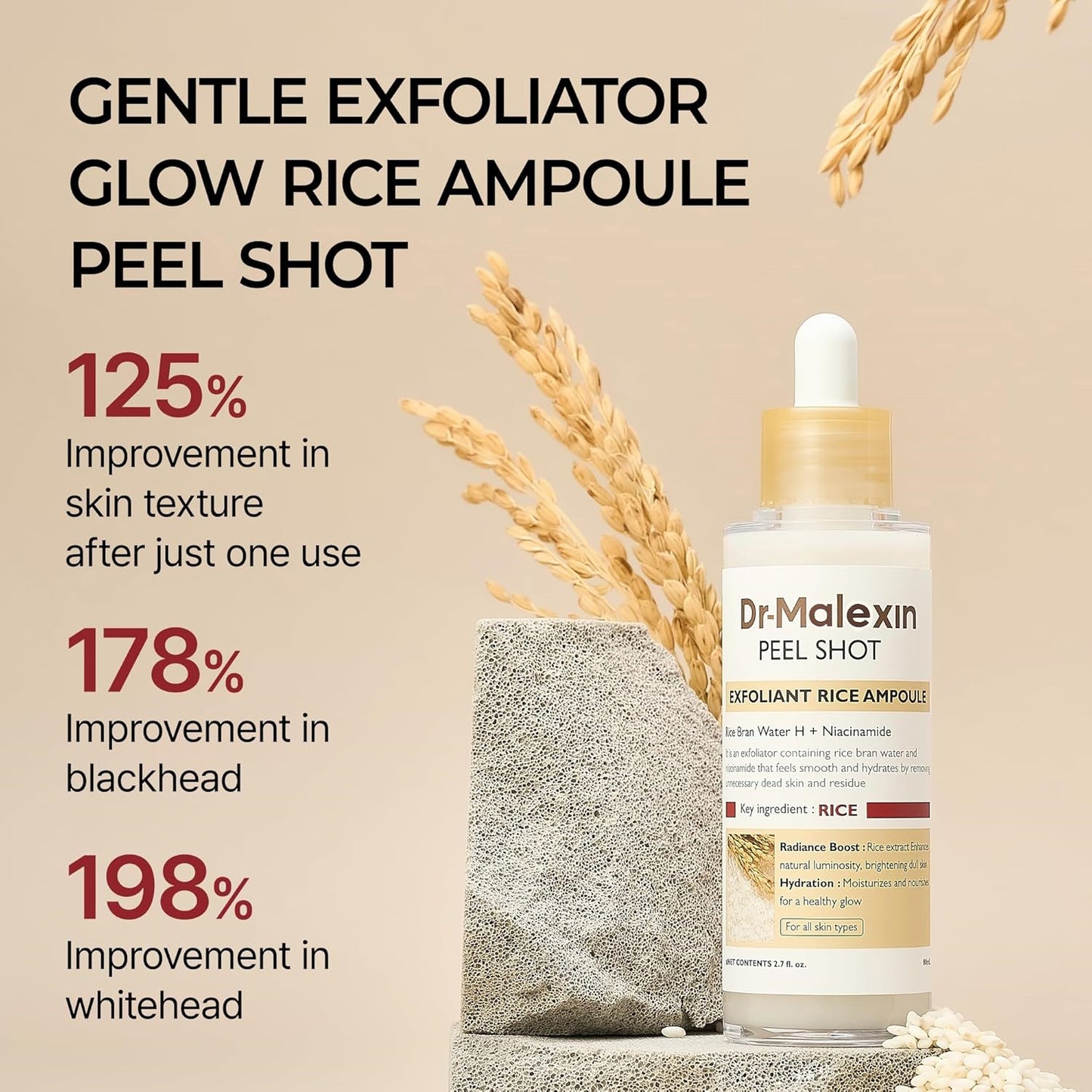 Dr-MalexIn Peel Shot Glow Rice Ampoule White+Toner Set