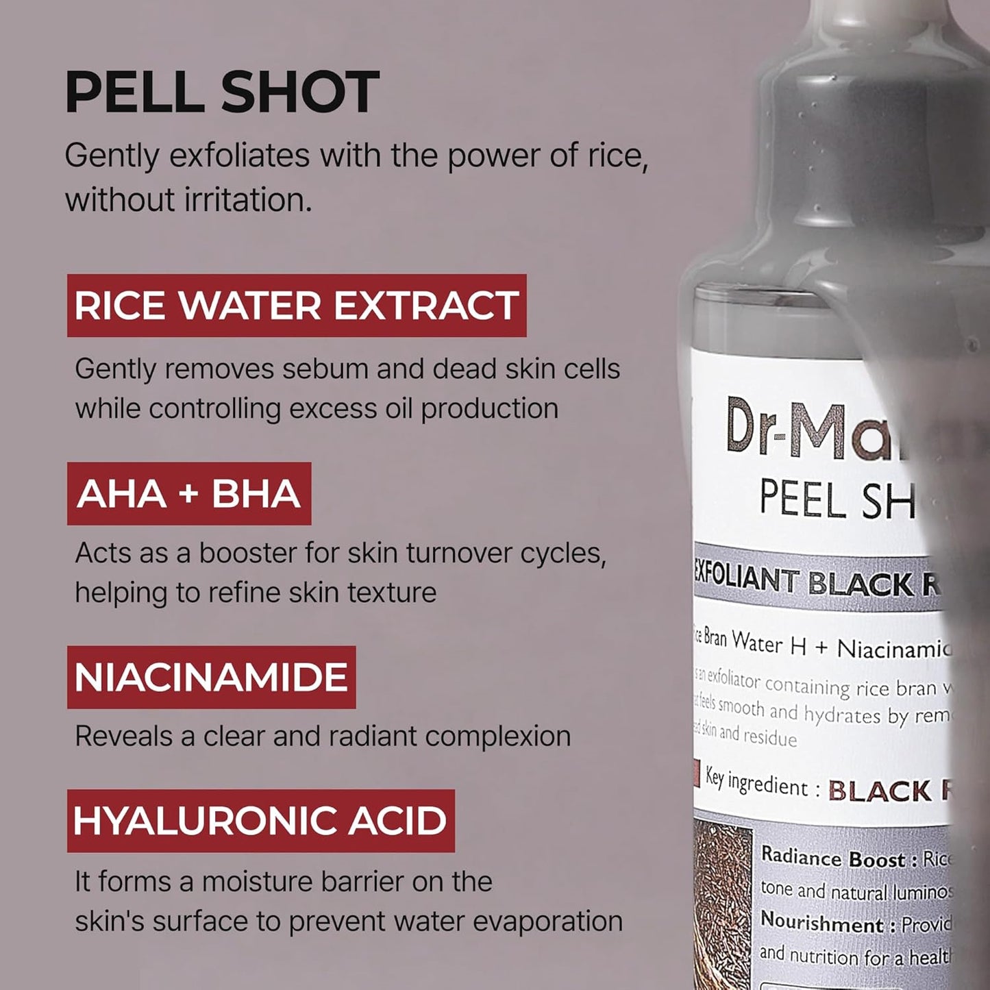 Dr-MalexIn Peel Shot Glow Rice Ampoule Black+Toner Set