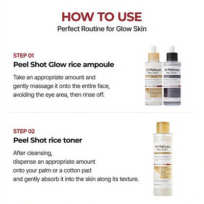 Dr-MalexIn Peel Shot Glow Rice Ampoule White+Black+Toner Set
