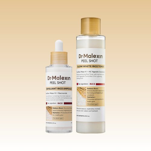 Dr-MalexIn Peel Shot Glow Rice Ampoule White+Toner Set