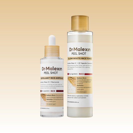 Dr-MalexIn Peel Shot Glow Rice Ampoule White+Toner Set